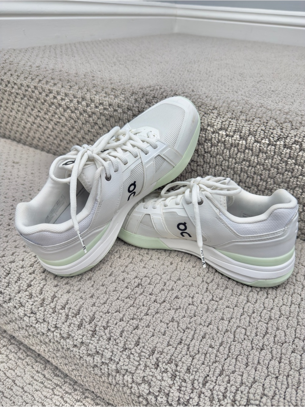 On Running Women's White Sneakers with Mint Trim